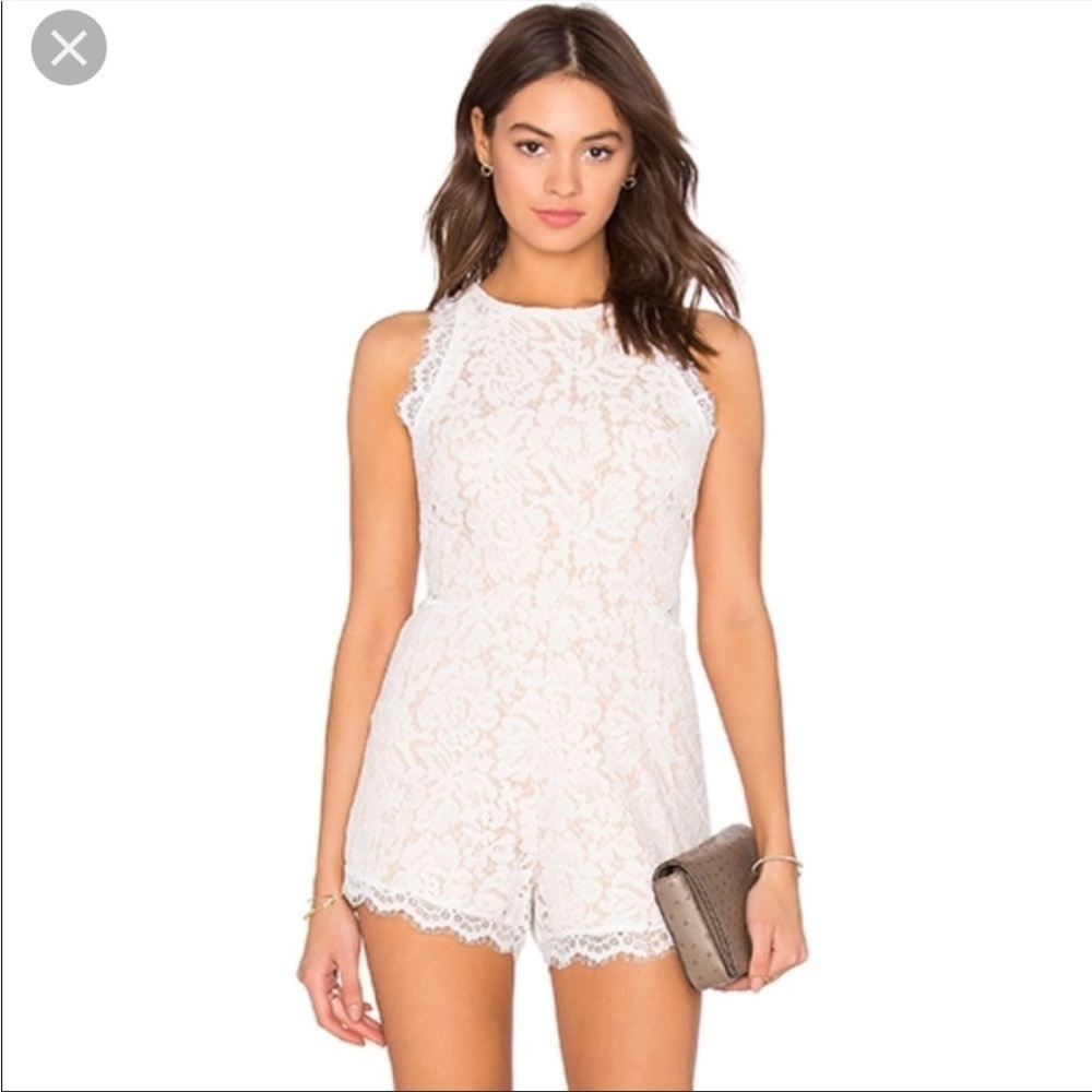 Endless Rose White Lace Romper Cut Out Lined Sorority Party Anthro Sz M